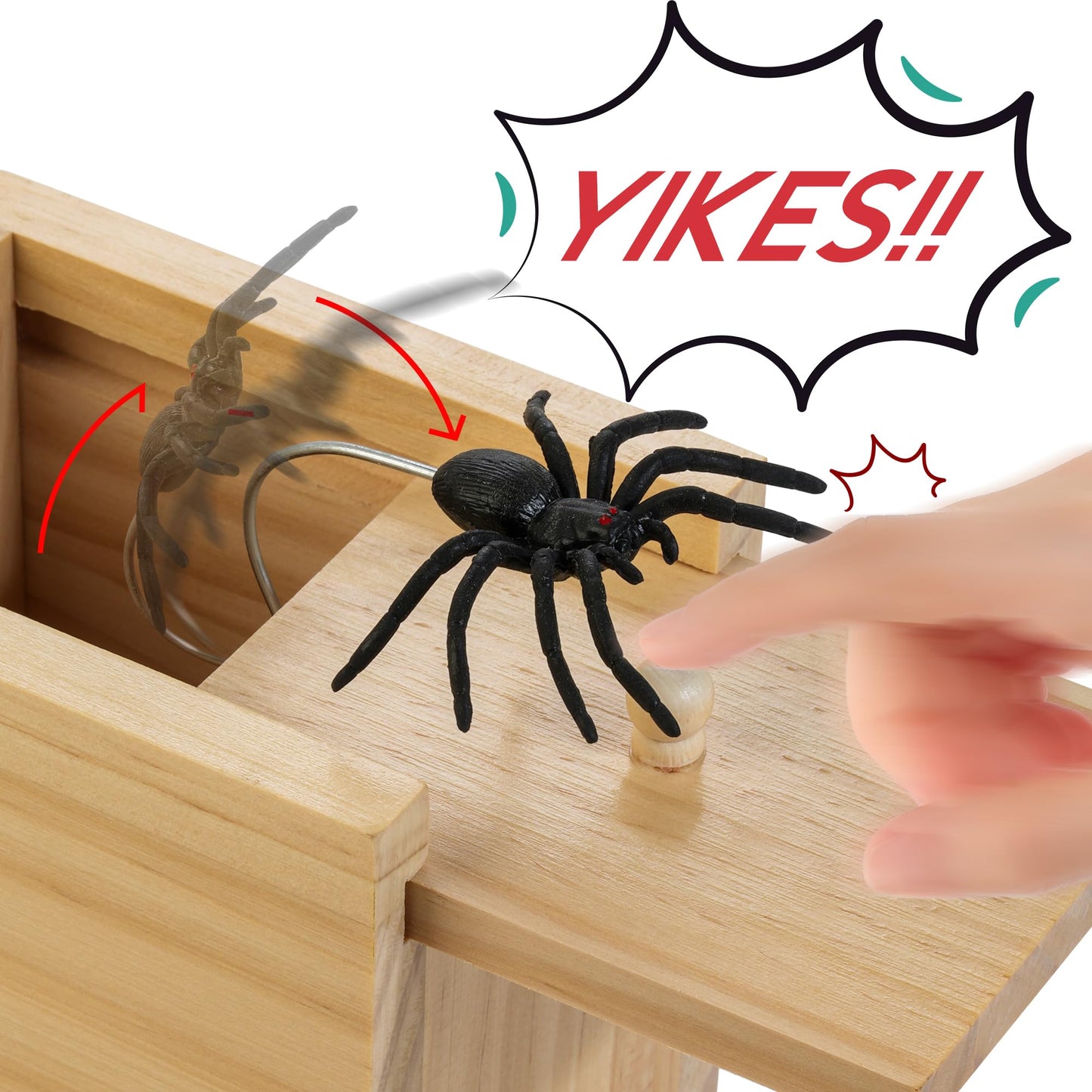 Amawood Spider Prank Box For Kids And Adults, Wooden Surprise Box Gags Gift Practical Joke Toys With Realistic Spider In A Box N
