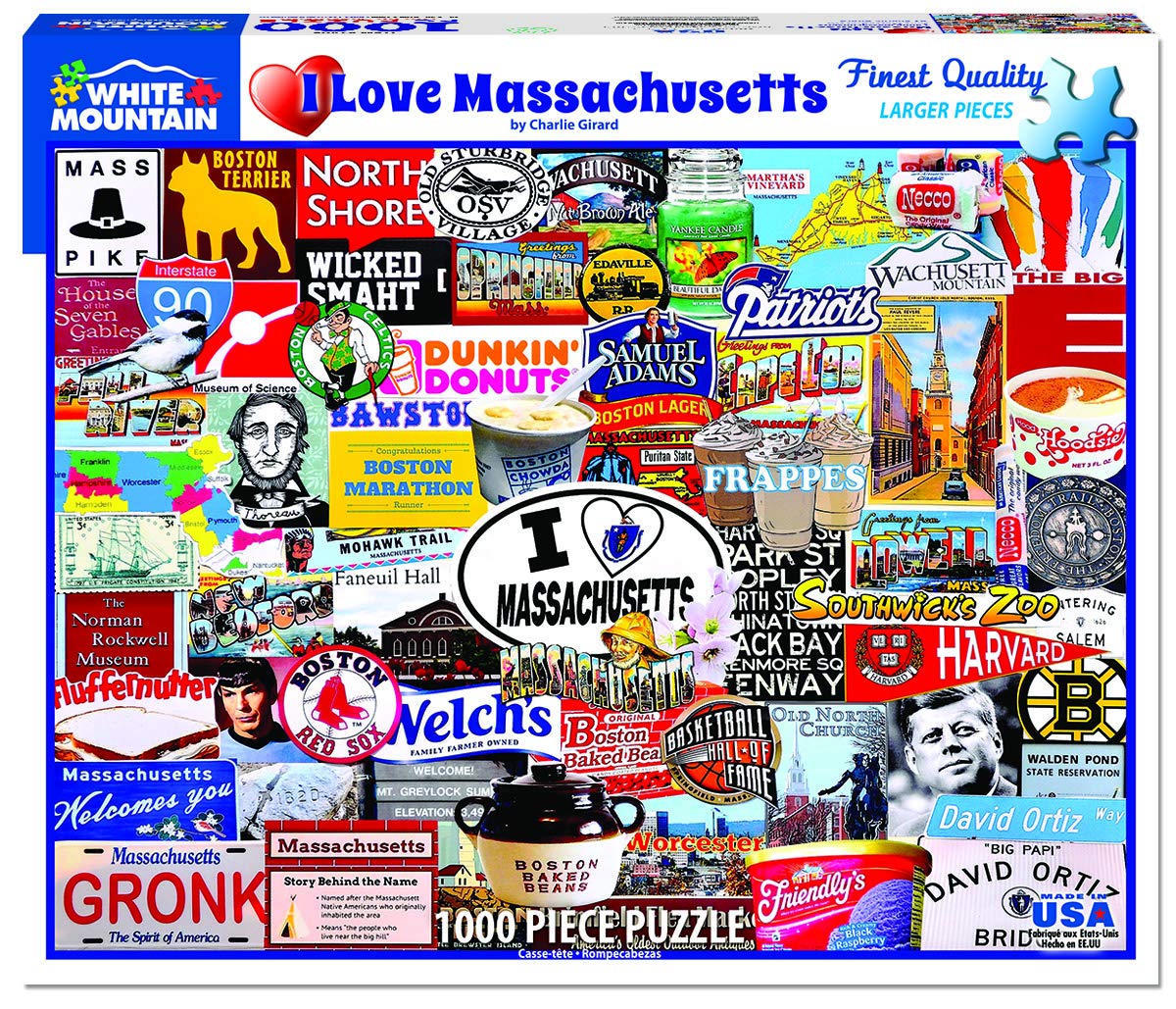 White Mountain Puzzles I Love Massachusetts Puzzle, 1 Ea