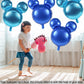 Mikimiqi 4 Pcs Mouse Head Foil Balloons, 24'' Mouse Mylar Balloon For Birthday Party Decorations Jumbo Mouse Head Aluminum Foil Balloons Party Favors Supplies (Blue)