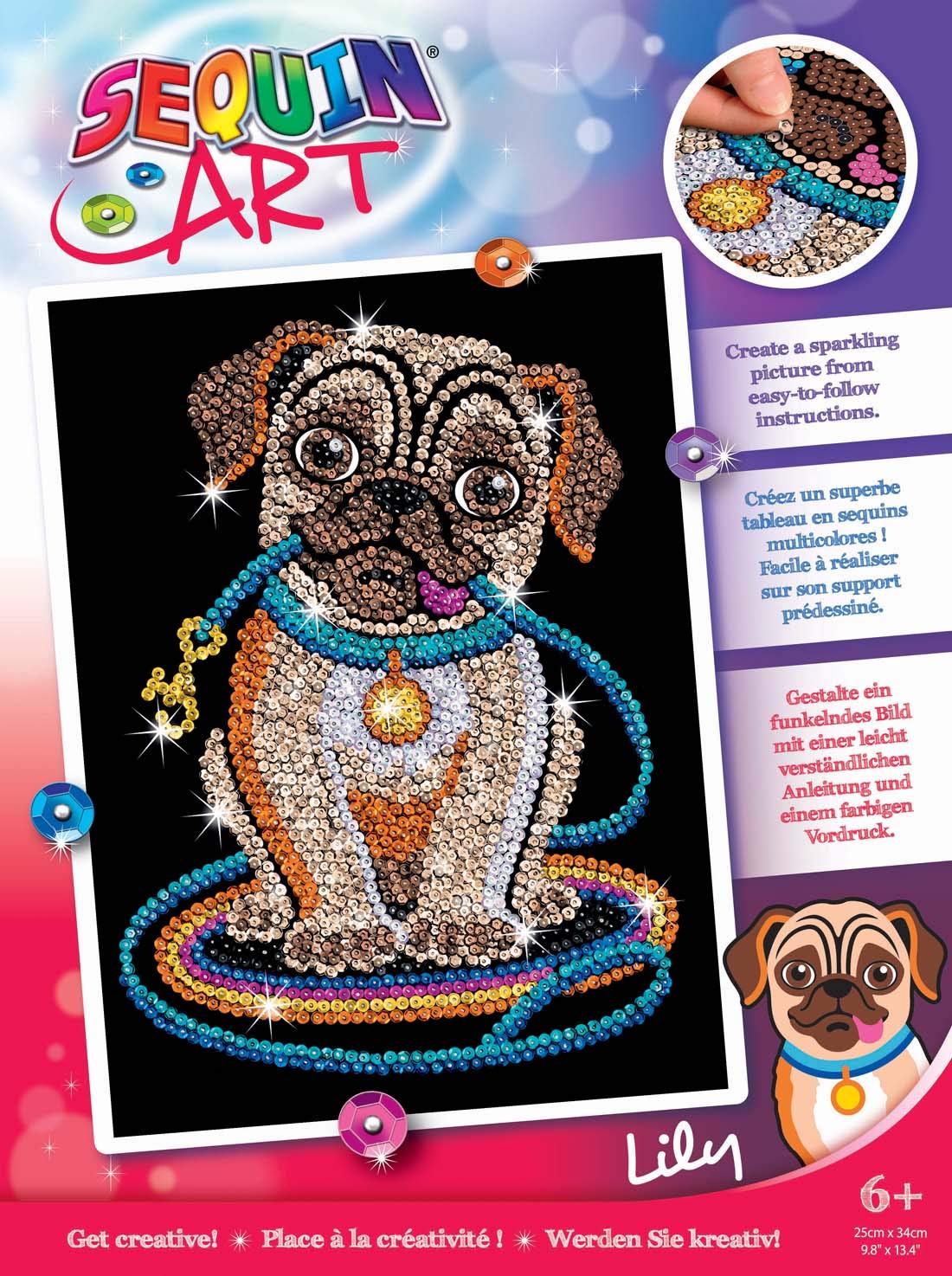 Sequin Art Red, Pug, Sparkling Arts and Crafts Picture Kit, Creative Crafts, Multicolor (1502)
