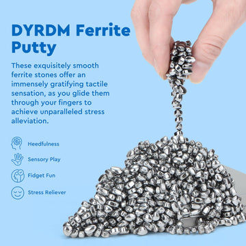 Dyrdm 500+ Original Ferrite Putty Silver, Fidget Toy Ferrite Stones For Stress Relief, Sensory Toy For Adults & Teens 14+, Holid