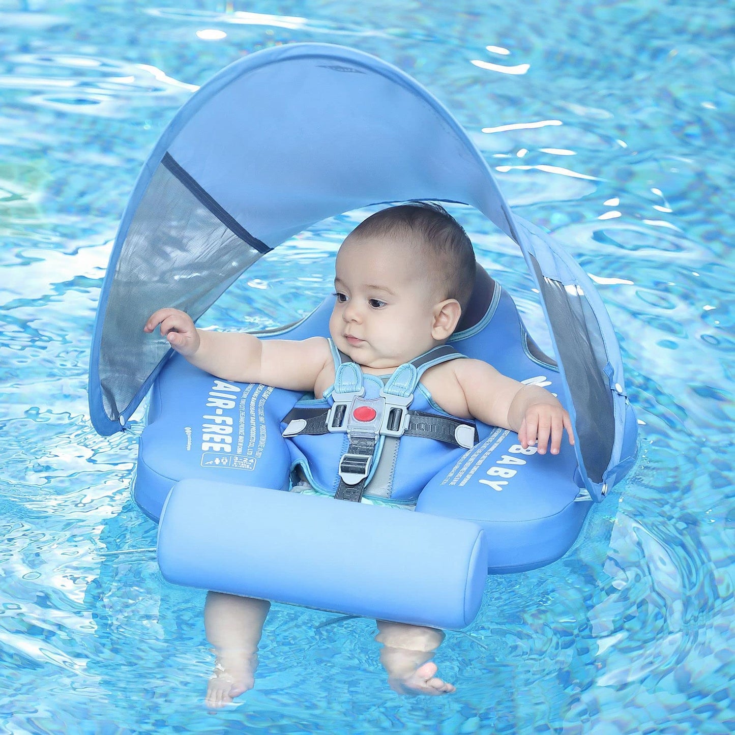 V Convey Cloth Add Tail Avoid Flip Over Upf 50+ Size Improved Newest Mambobaby Non Inflatable Baby Float Swim Trainer Solid Infant Pool Float With Canopy Swim Ring
