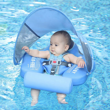 V Convey Cloth Add Tail Avoid Flip Over Upf 50+ Size Improved Newest Mambobaby Non Inflatable Baby Float Swim Trainer Solid Infant Pool Float With Canopy Swim Ring