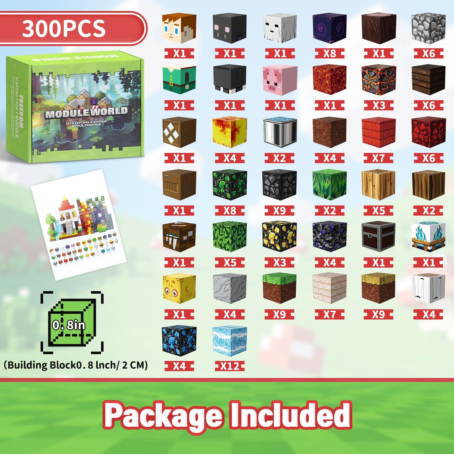 Intoypad 300PCS Magnetic Blocks for Kids, 0.8in Magnetic Building Block Toys for Boys Girls Age 3 4 5 6 7 8 9 10 Magnet Cubes Ga