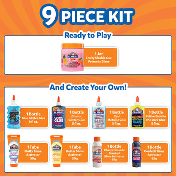 Elmer’S All-Star Slime Kit, Includes Liquid Glue, Slime Activator, And Premade Slime, 9 Count