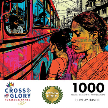 Cross & Glory - Bombay Bustle - 1000 Piece Jigsaw Puzzle | Vibrant Mumbai City Life | Pop Art Style | Satin Finish
