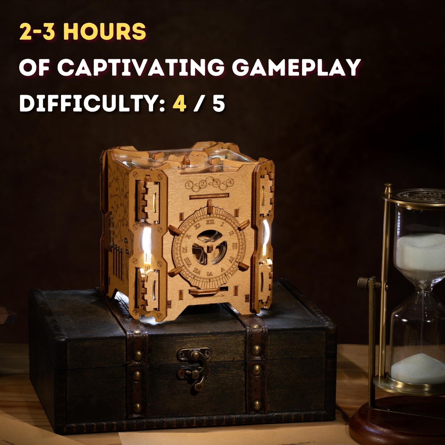 Puzzle Potato Tesla Box - Electronic Brain Teaser Puzzle Box - Wooden Treasure Chest For Adults - Money Puzzlebox For Cash Gift