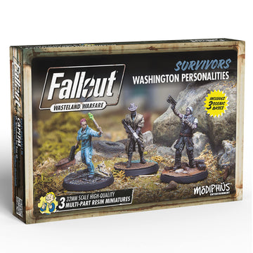 Modiphius Fallout Wasteland Warfare: Survivors: Washington Personalities - 3 Miniatures, 32Mm Unpainted Figures, Capital Wave