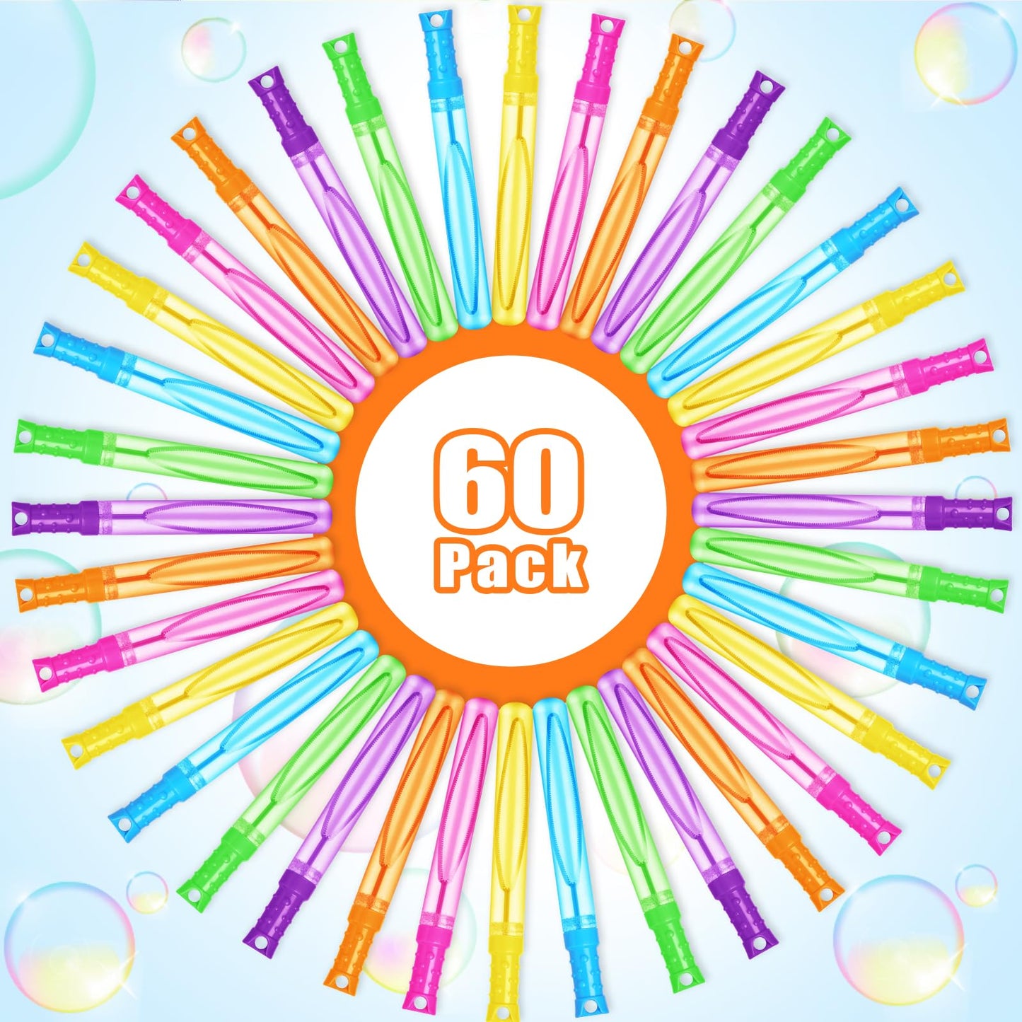 Springflower Bubble Wand, 60 Pcs Bubble Wands Bulk, Summer Toys Outdoor Activity Supply,Bubble Party Favors For Kids, Birthday,