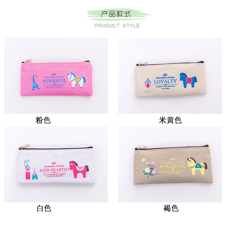 European and American creative stationery pony large capacity Oxford cloth zipper bag student prizes zipper pencil case manufacturers wholesale