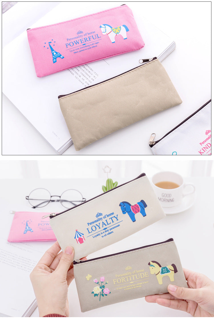 European and American creative stationery pony large capacity Oxford cloth zipper bag student prizes zipper pencil case manufacturers wholesale