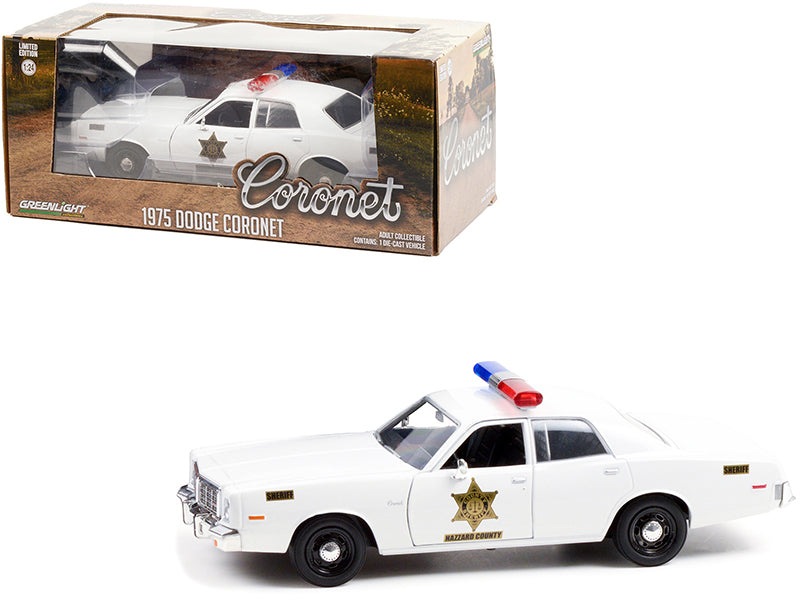 1975 Dodge Coronet White ''Hazzard County Sheriff'' 1/24 Diecast Model Car By Greenlight