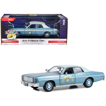 1978 Plymouth Fury Slicktop Blue Metallic with White Top ''Nevada Highway Patrol'' ''Hot Pursuit'' Series 1/24 Diecast Model Car
