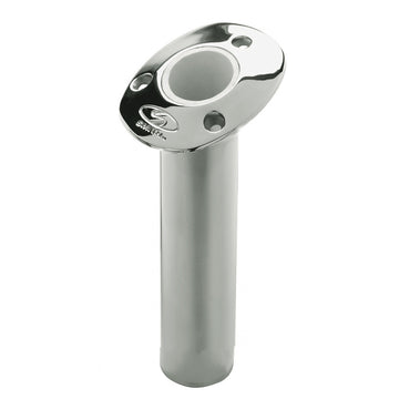 C.E. Smith Flush Mount Rod Holder - 15 Degree &amp; 9 Depth - Stainless Steel - Cast Gimbal - White Vinyl Liner