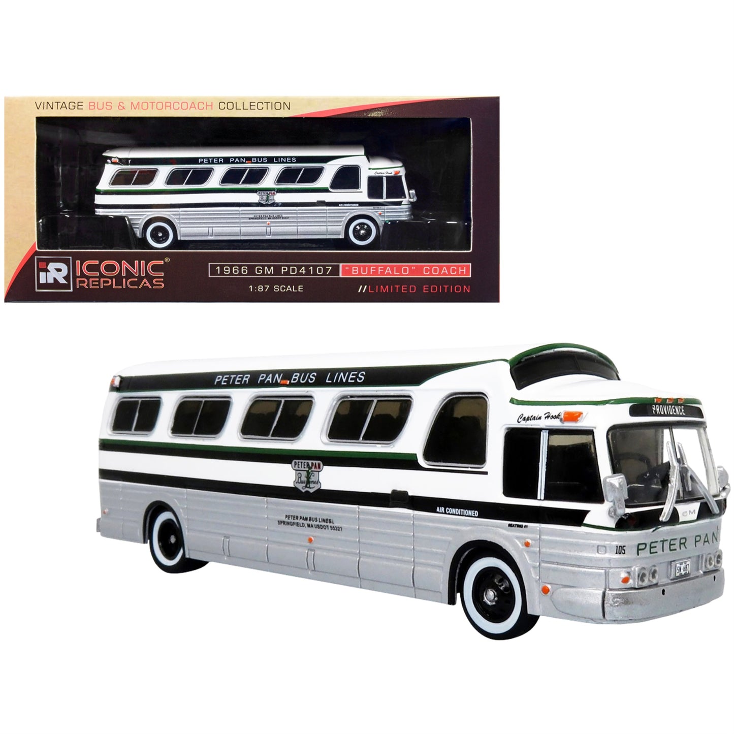 1966 Gm Pd4107 ''Buffalo'' Coach Bus ''Peter Pan Bus Lines'' Destination: ''Providence'' (Rhode Island) ''Vintage Bus & Motorcoa