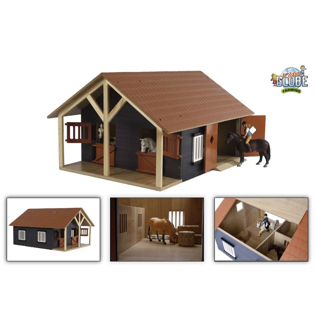 Kids Globe Farm Stables With 2 Boxes And 1 Workshop 1:24 610167