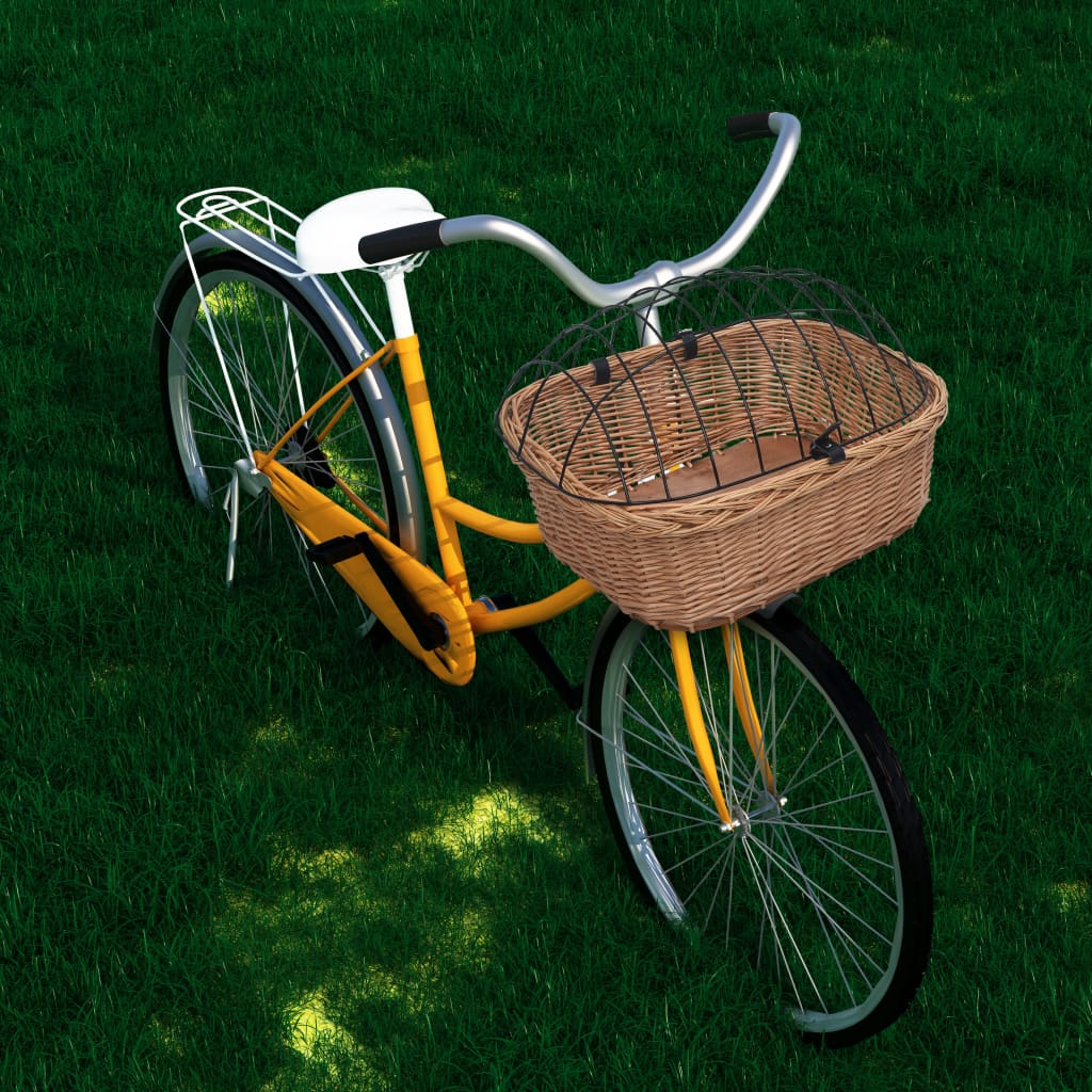 vidaXL Bike Front Basket with Cover 19.7 x 17.7 x 13.8 Natural Willow