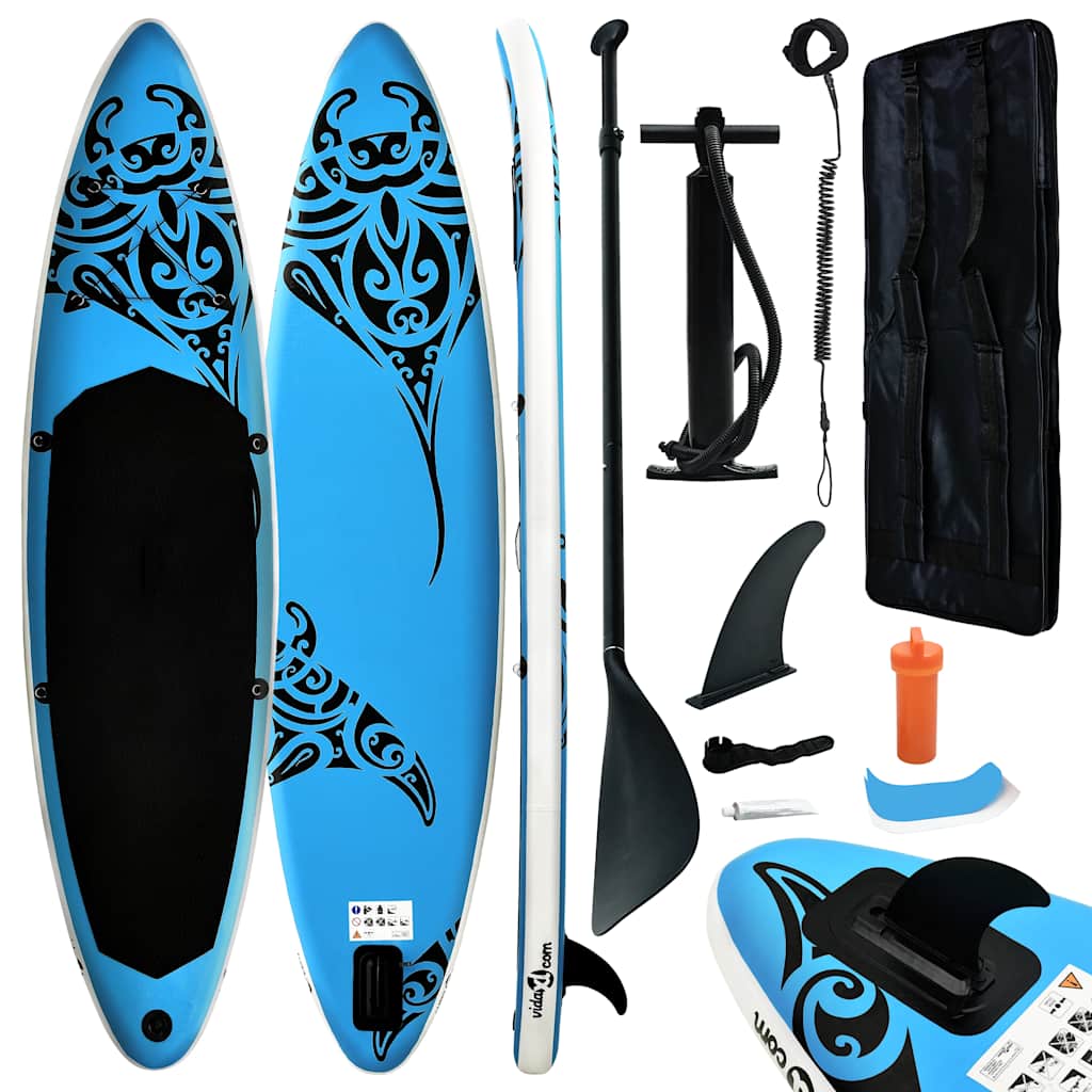 vidaXL Inflatable Stand Up Paddleboard Set 126x29.9x5.9 Blue