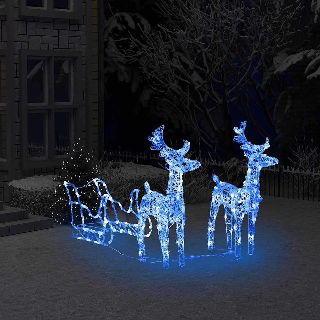 Vidaxl Reindeers & Sleigh Christmas Decoration 160 Leds 51.2'' Acrylic