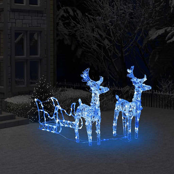 Vidaxl Reindeers & Sleigh Christmas Decoration 160 Leds 51.2'' Acrylic