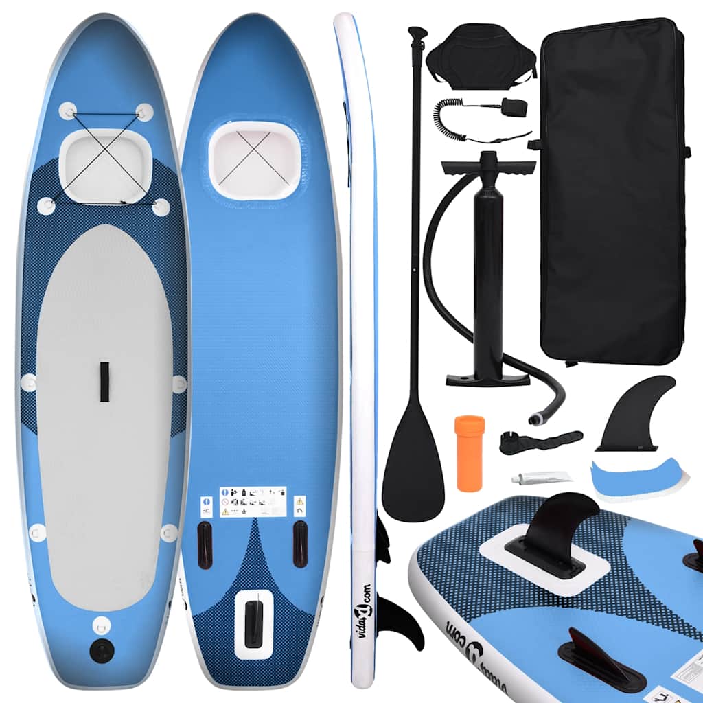 vidaXL Inflatable Stand Up Paddle Board Set Sea Blue 118.1x29.9x3.9