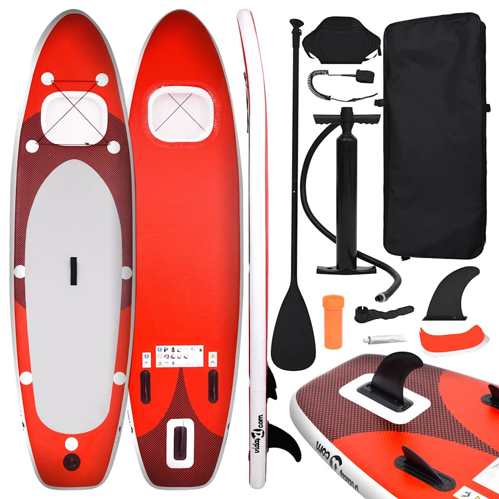 vidaXL Inflatable Stand Up Paddle Board Set Red 118.1x29.9x3.9