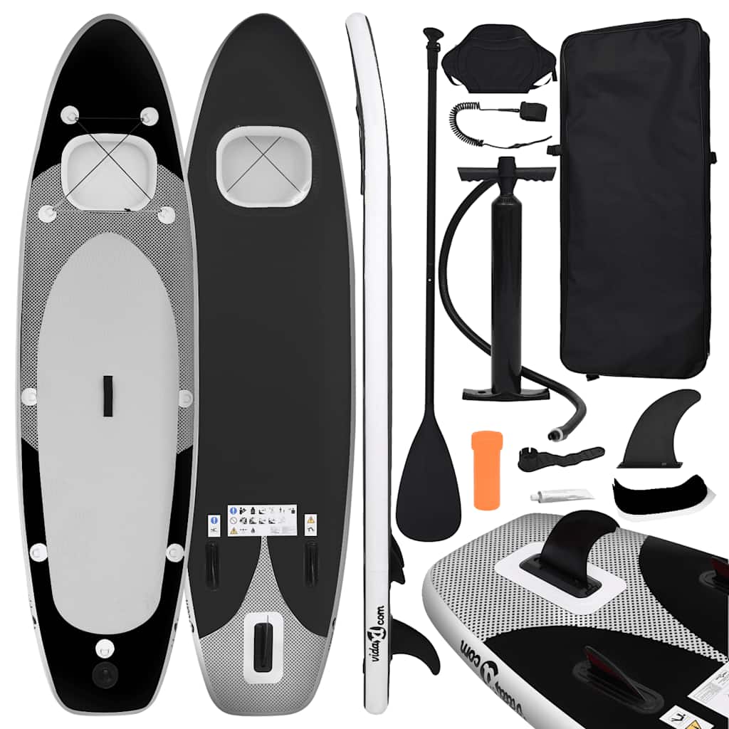 vidaXL Inflatable Stand Up Paddle Board Set Black 129.9x29.9x3.9