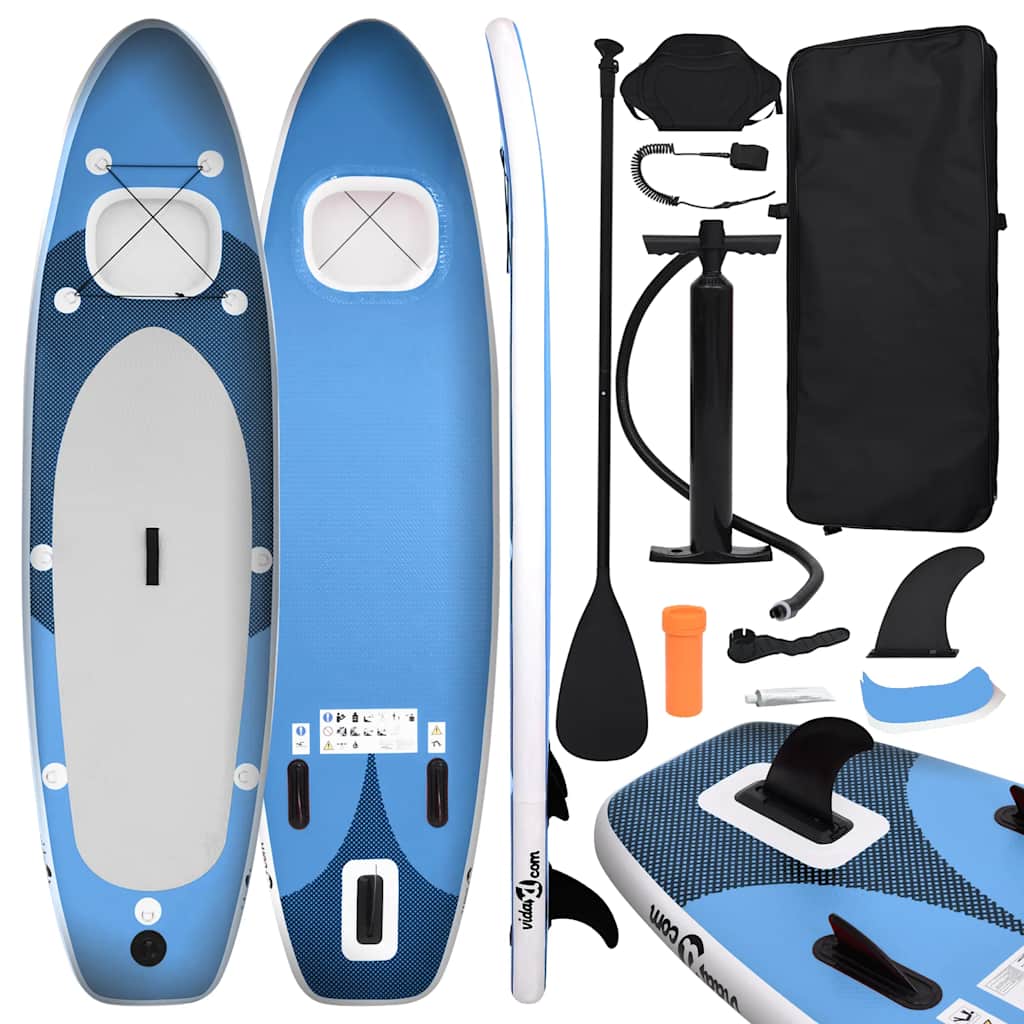vidaXL Inflatable Stand Up Paddle Board Set Sea Blue 141.7x31.9x3.9