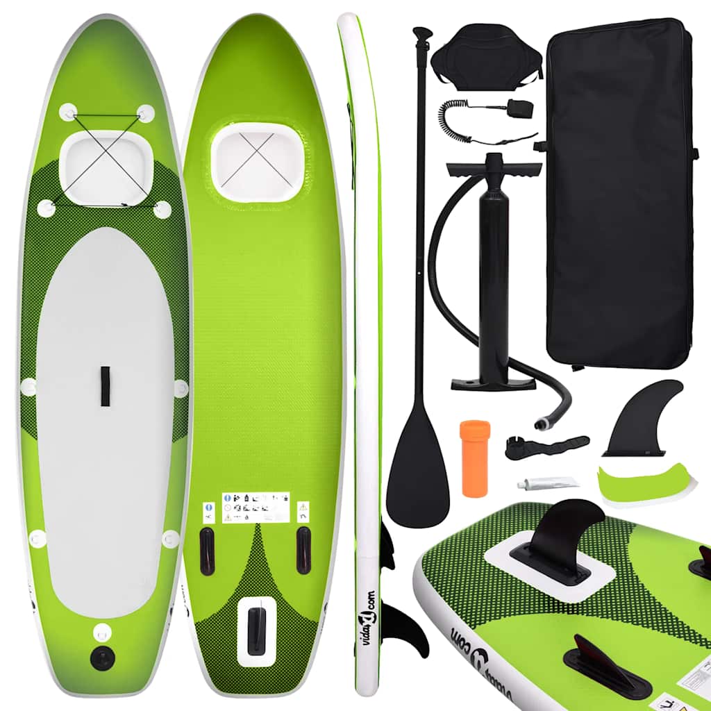vidaXL Inflatable Stand Up Paddle Board Set Green 141.7x31.9x3.9