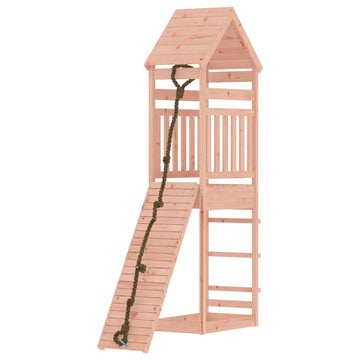Vidaxl Playhouse, Wooden Swing Set With Climbing Wall, Outdoor Backyard Playground Set, Outdoor Playset For Kids Age 3-8 Years, Solid Wood Douglas