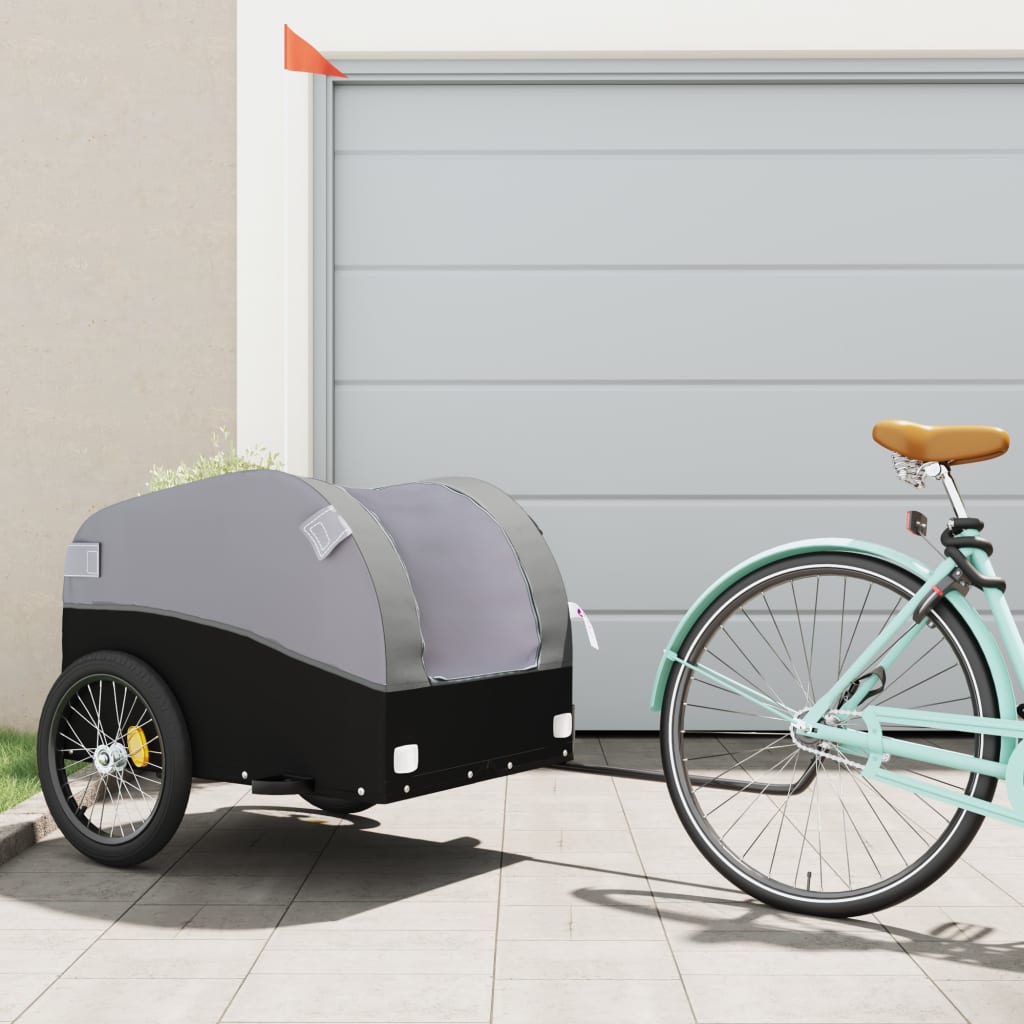 vidaXL Bike Trailer Black and Gray 99.2 lb Iron