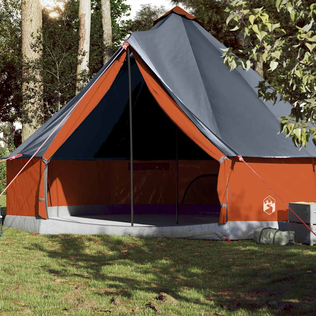 vidaXL Family Tent Tipi 10-Person Gray and Orange Waterproof