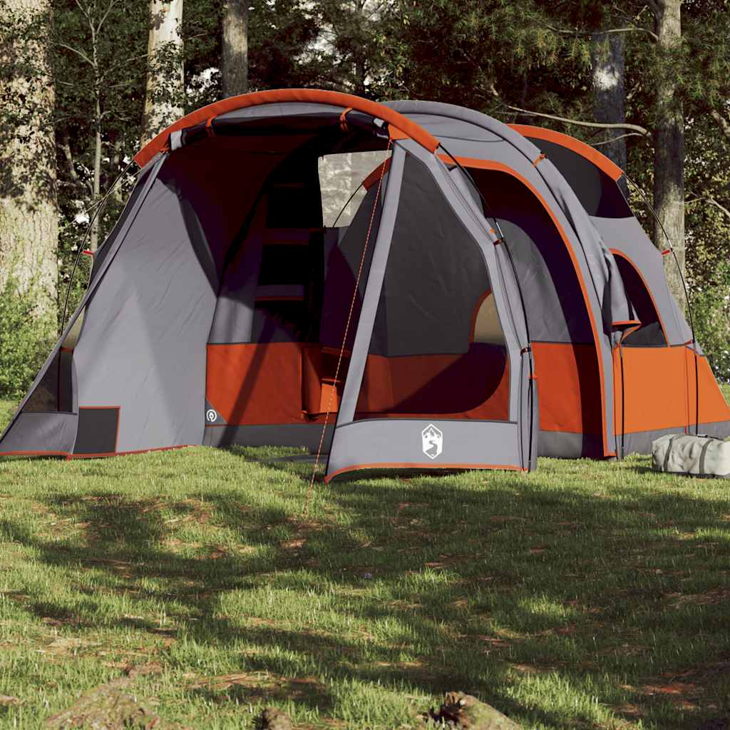vidaXL Camping Tent Tunnel 4-Person Gray Waterproof