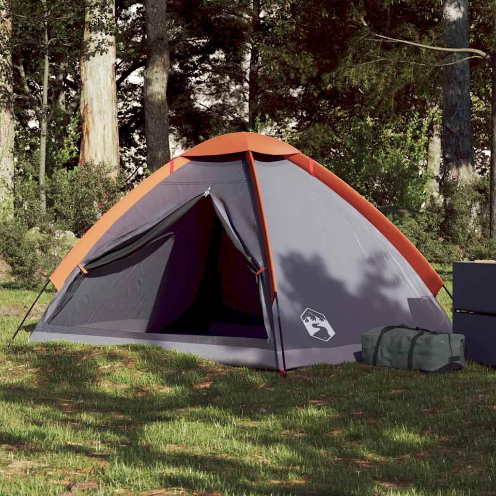 vidaXL Camping Tent Dome 2-Person Gray and Orange Waterproof