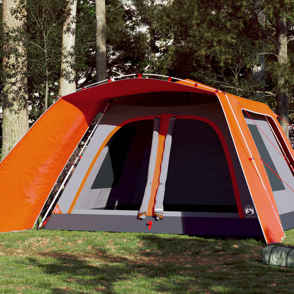 vidaXL Family Tent with Porch 9-Person Gray and Orange Quick Release