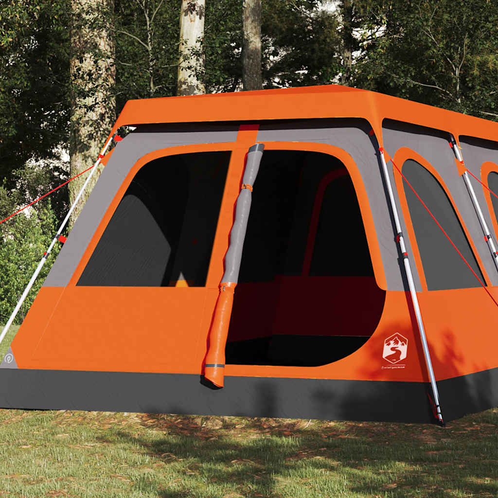 vidaXL Family Tent Dome 10-Person Gray and Orange Quick Release