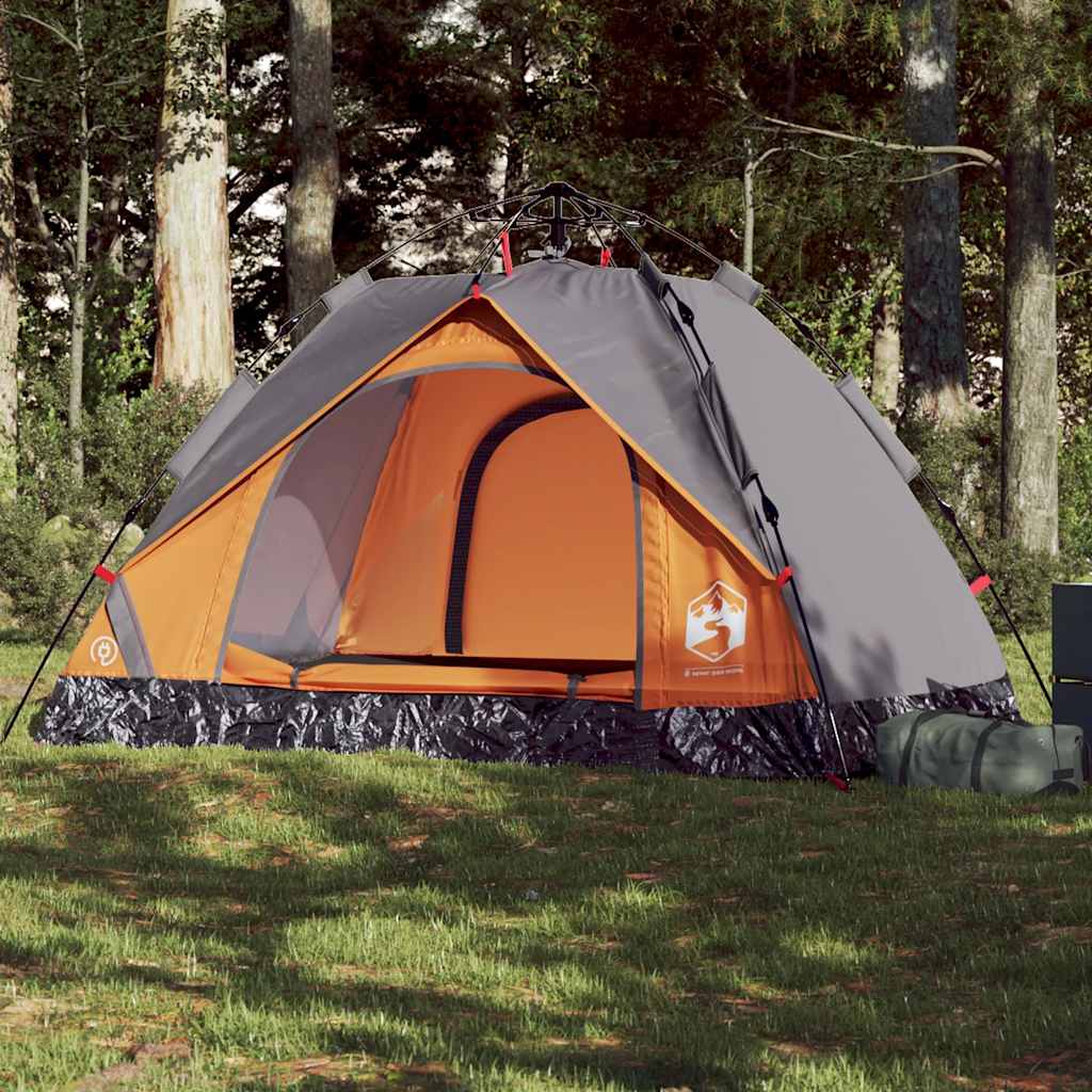 vidaXL Camping Tent Dome 2-Person Gray and Orange Quick Release