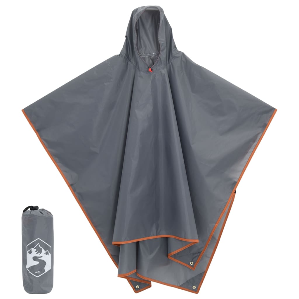 vidaXL Rain Poncho with Hood 2-in-1 Design Gray and Orange 87.8x57.1