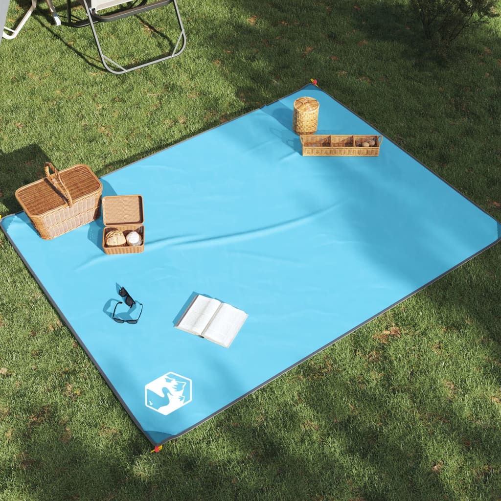 vidaXL Picnic Blanket with Pegs Blue 80.7x61