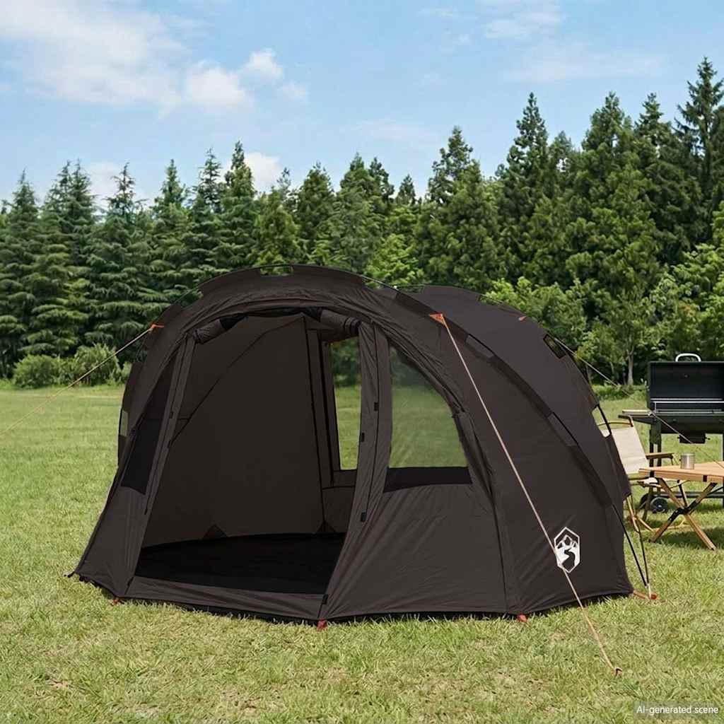 vidaXL Fishing Tent 4-Person Brown Waterproof