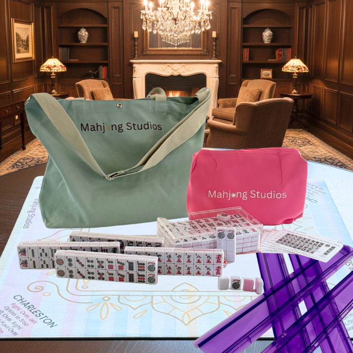 Two color Pink 166-Tiles Mahjong Bundle - American Mahjong Mat Rack Tote
