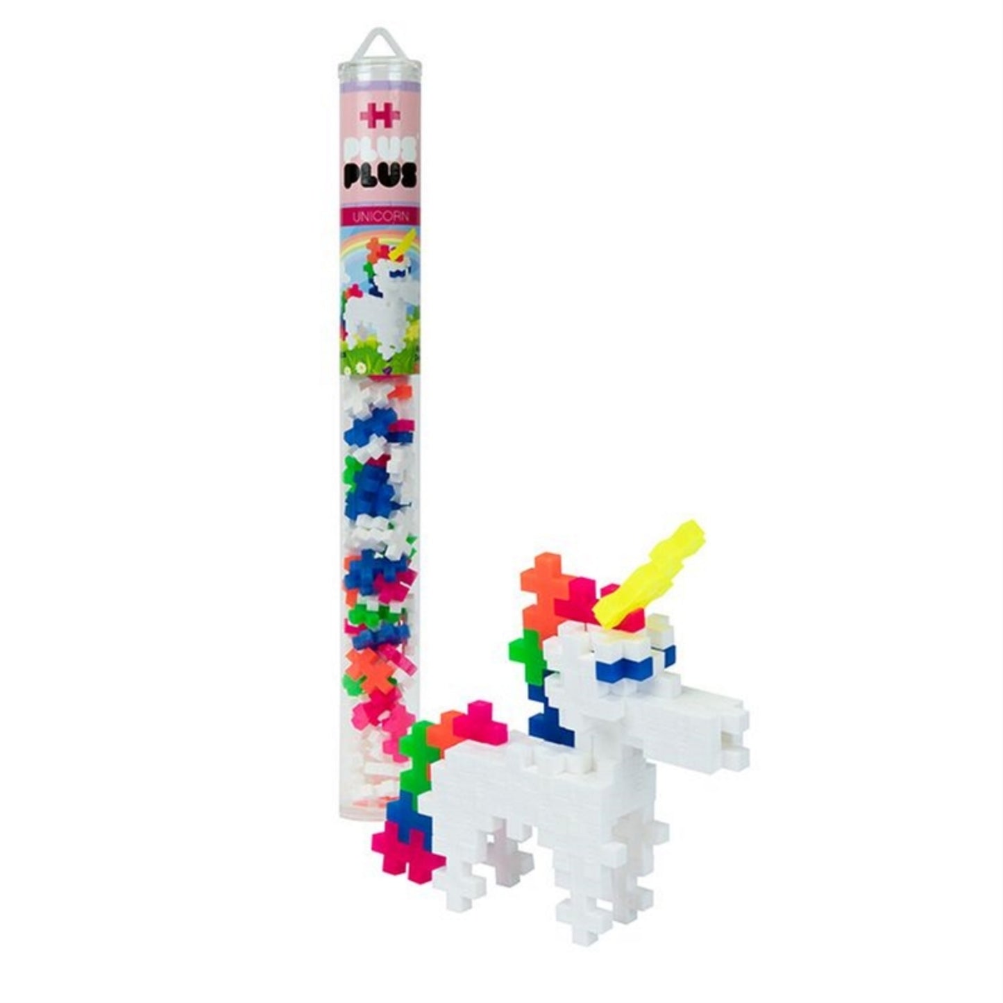Plus Plus 3D Figure Building Block Set, Fun Stem Toys For Kids, 70 Interlocking Pieces - Unicorn Mini Maker Tube