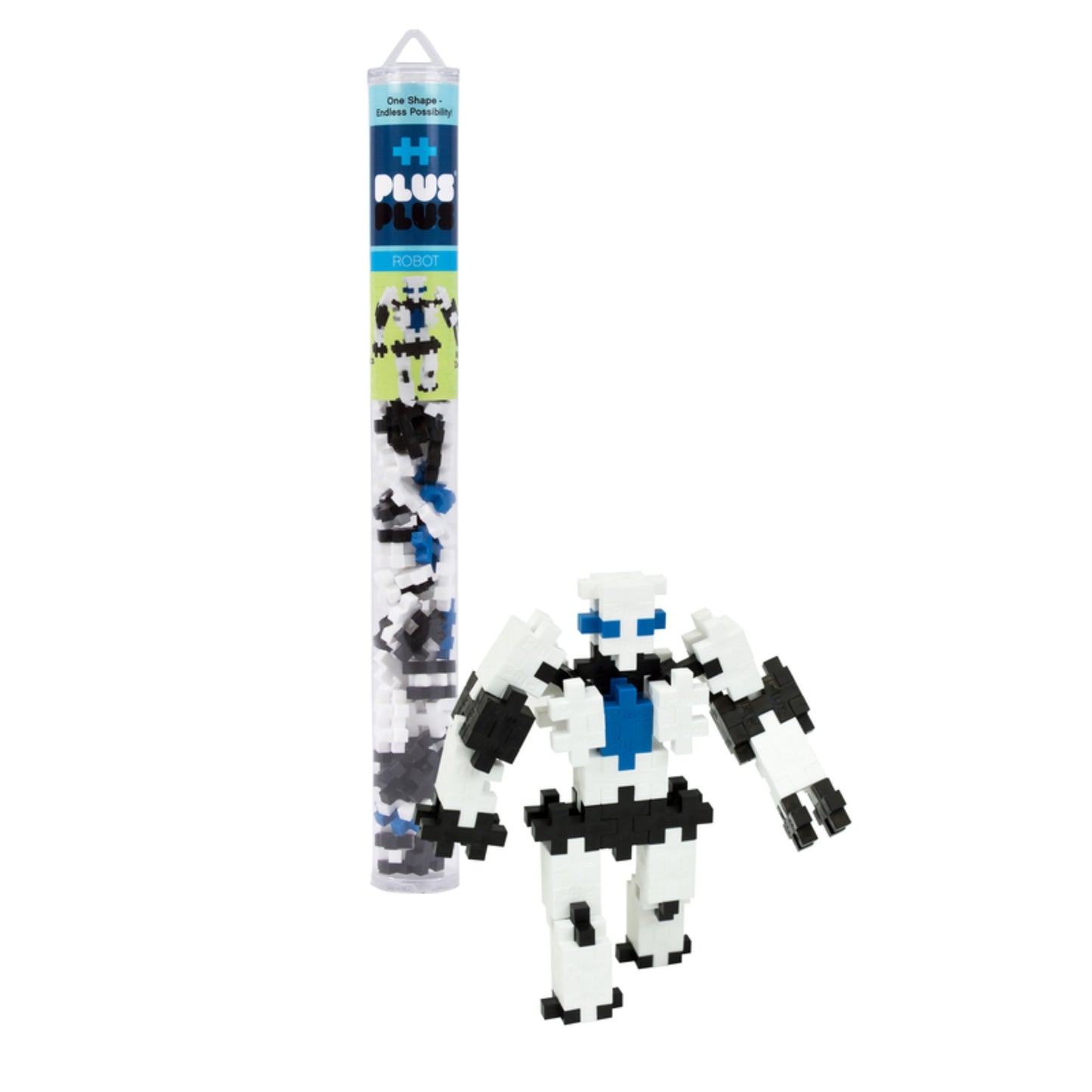 Plus Plus 3D Puzzle Stem Figure Building Block Kit, Science Toy For Kids, 70 Interlocking Pieces - Robot Mini Maker Tube