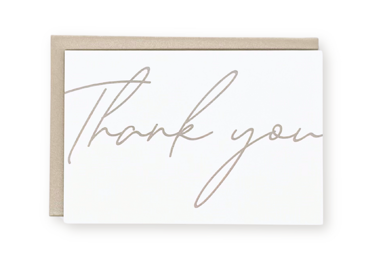 10 Pack Thank You Greeting Cards - Taupe