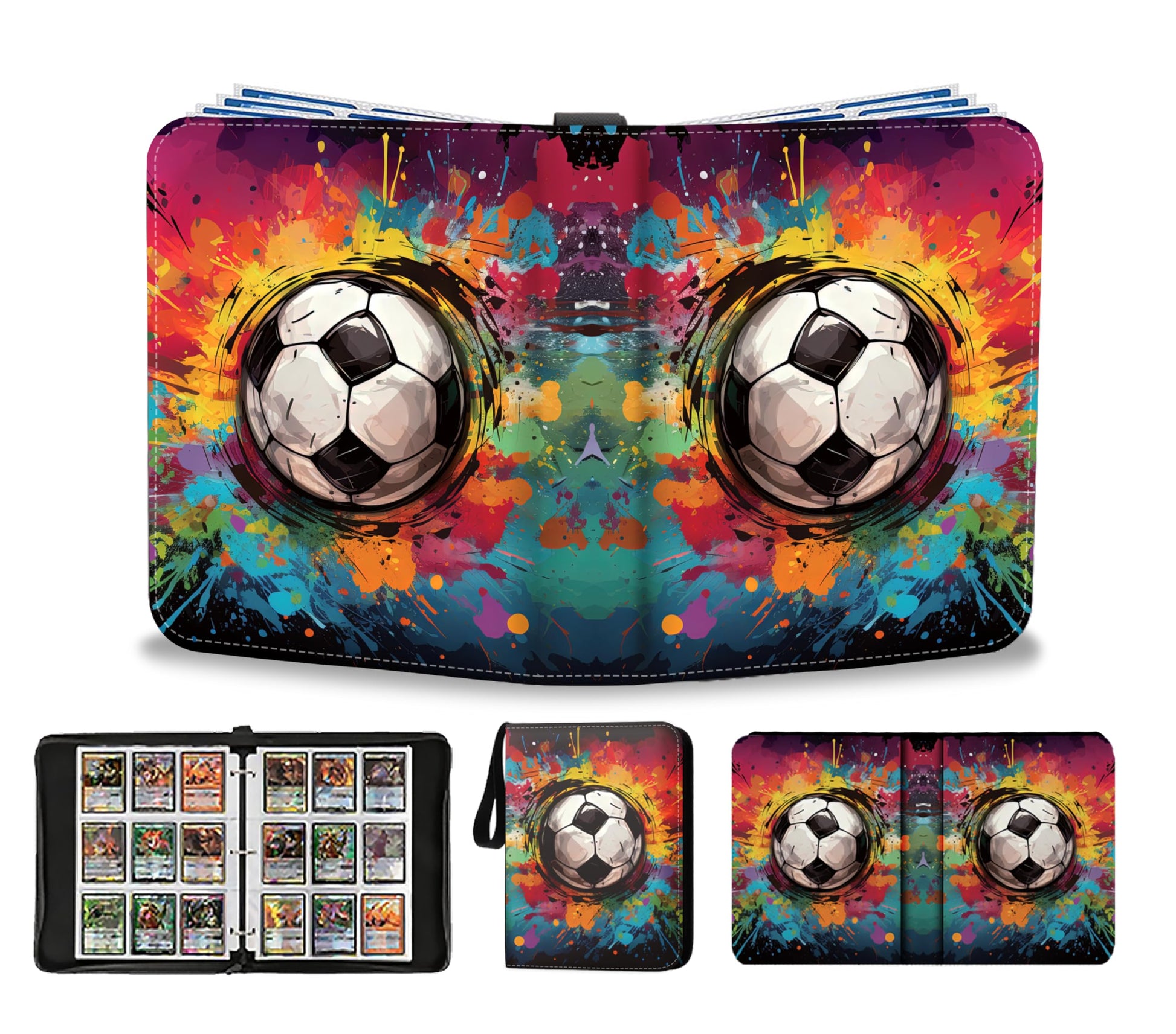 Soccer Card Binder 900 Pockets - Soccer Card Binder with Sleeves  Soccer Trading Cards Binder Collectible Trading Card Albums Organizer Case Fits 900 Cards with 50 Removable for Sports Game Cards