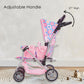 Baby Doll Double Stroller  Twin Buggy Carriage Pretend Play for Girls Kids Toddlers 27 Inches High Rotating Wheels Storage Basket Diaper Bag Pink