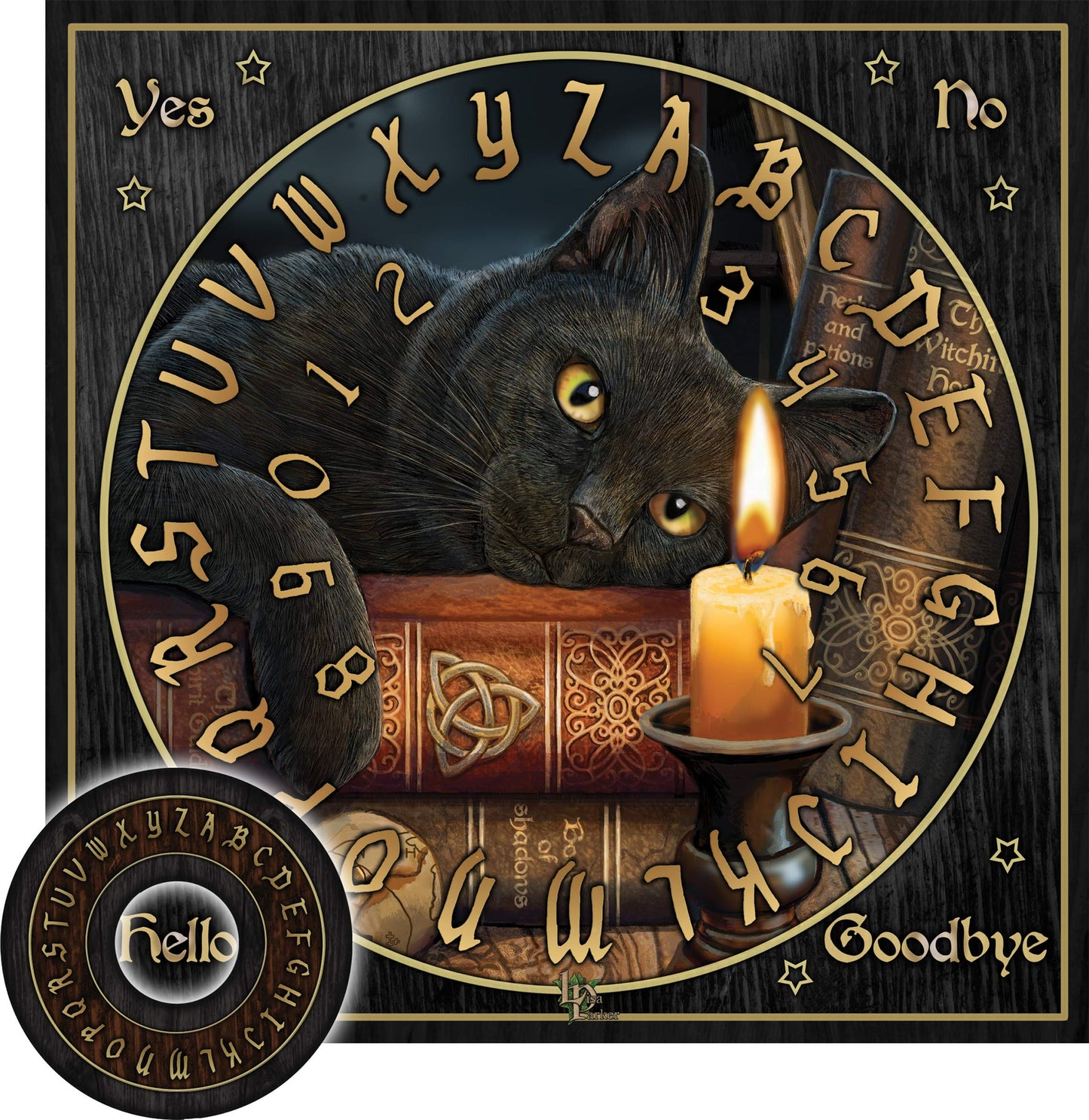 Nemesis Now Spirit Board by Lisa Parker, 39cm Black Wood Design, Ideal for Witchcraft and Spiritual Practices