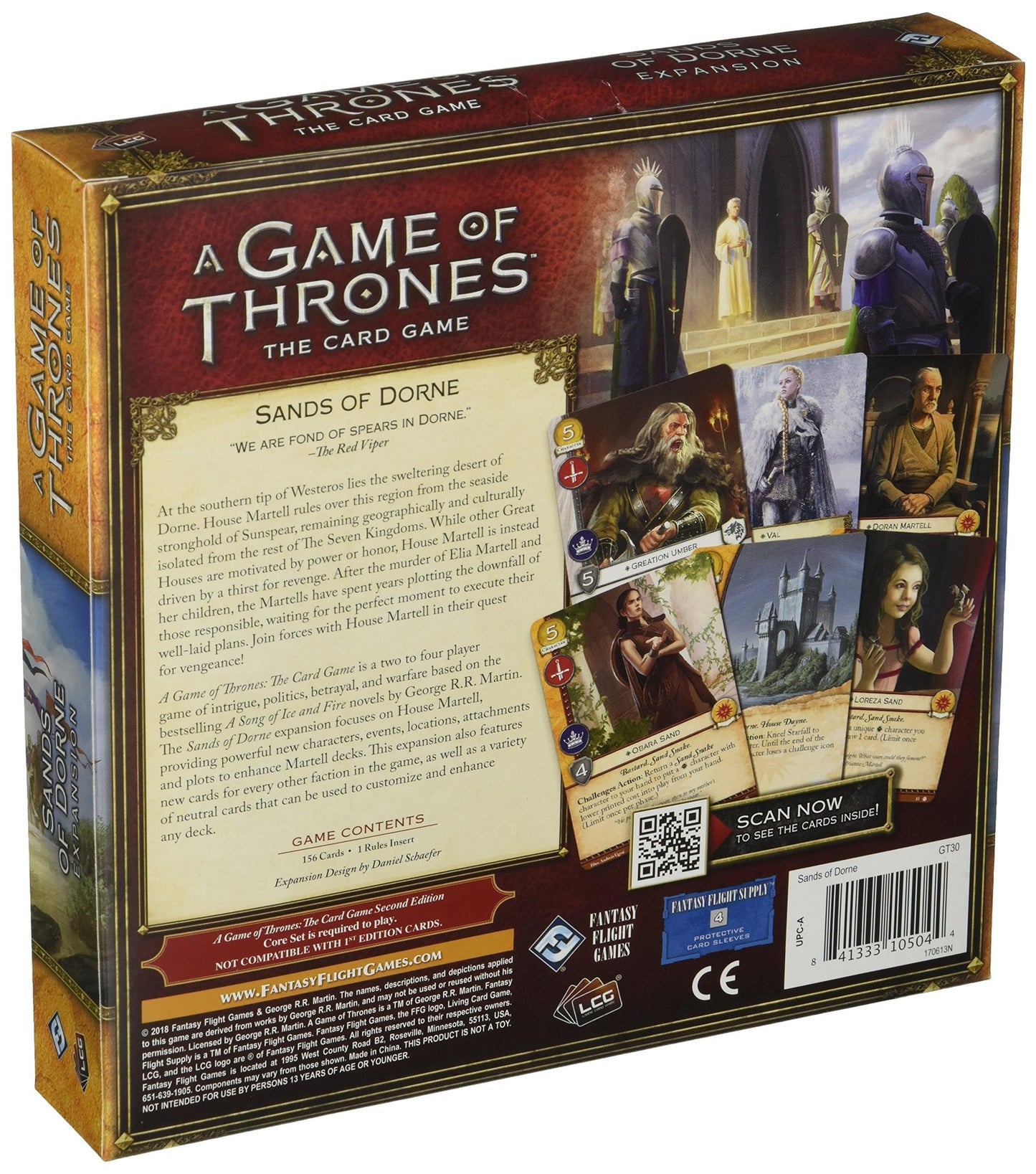 Fantasy Flight Games A Game of Thrones LCG: The Sands of Dorne Deluxe Expansion, Medium Size, Black, Model GT30