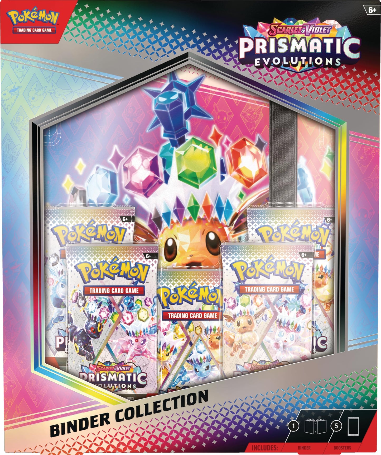 Pokemon TCG Prismatic Evolutions Binder Collection - Multi Color, Model 10-10023-101, Paper Material