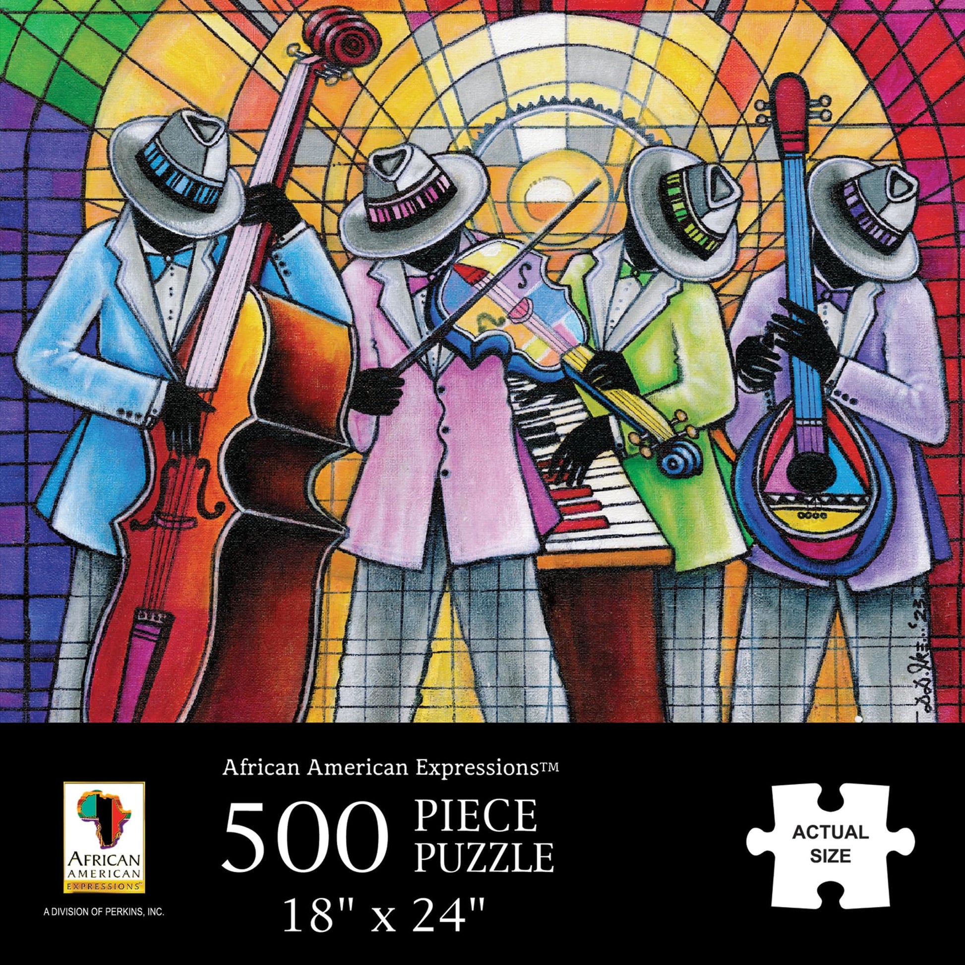 African American Expressions - 500-Piece Jigsaw Puzzle - Inspirational Black Art  enhanced Quality for Relaxation and Reflection - Jazz Band